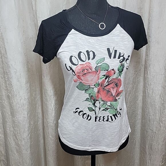 Good Vibes White Black T-Shirt - Picture 6 of 8